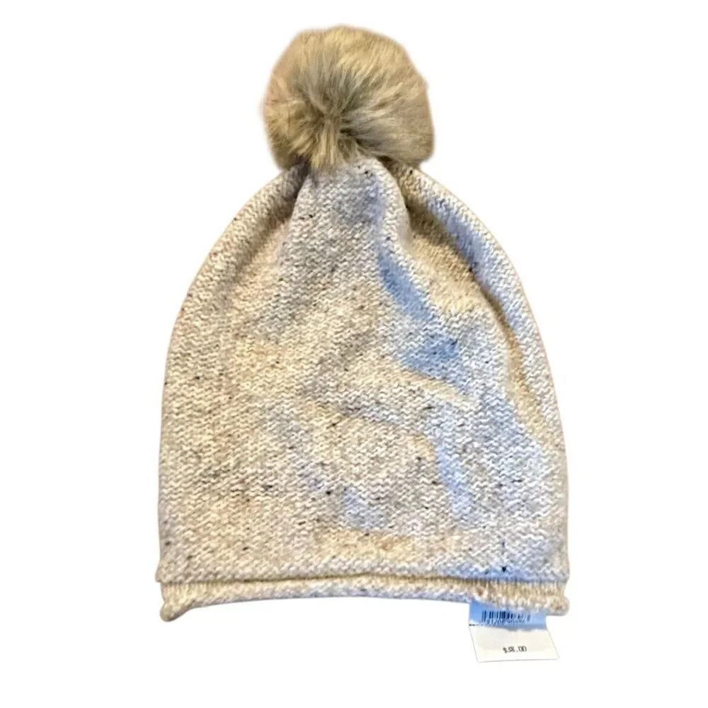 Madewell NWR sand brown wool blend faux fur pom hat